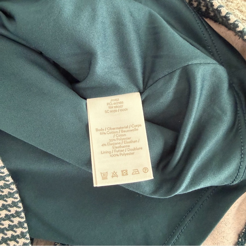 Boden Pink Green Houndstooth Jacquard Dress Pockets Career 3/4 SLV Cotton Knee 6 - Picture 14 of 16